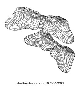 Game controller or gamepad for videogames. Wireframe low poly mesh vector illustration.