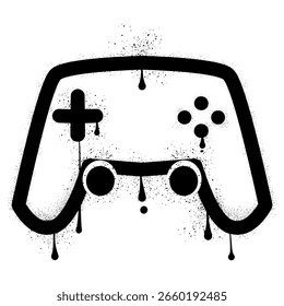 Game Controller Graffiti mit schwarzer Sprühfarbe Schmutzspritzer