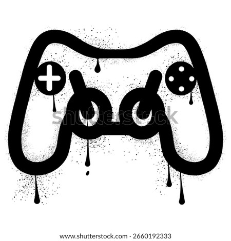 Game controller graffiti with black spray paint