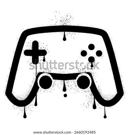 Game controller graffiti with black spray paint splatter