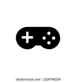 Game controller icon in black flat glyph, filled style isolated on white background