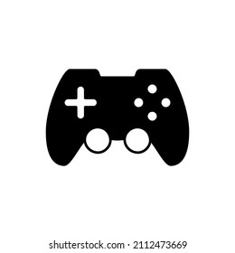 Game controller icon in black flat glyph, filled style isolated on white background
