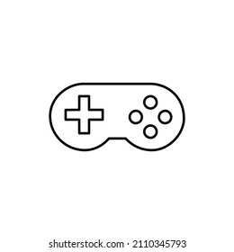 Icono de controlador de juegos en icono de estilo de línea negra, estilo aislado en fondo blanco