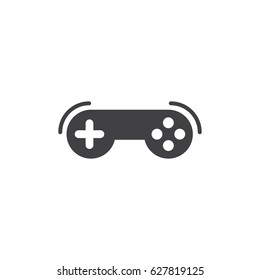 Game controller icon in black on a white background. Vector illustration
