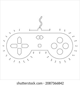 Icono De Controlador De Juego Conectar Los Puntos, Videojuego Dispositivo De Entrada Multibotón, Desencadenador, Dirección Joy Stick Ilustración De Arte Vector, Juego De Rompecabezas Que Contiene Una Secuencia De Puntos Numerados