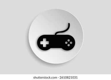 Game controller icon with cord, great for video games, fun, or digital entertainment.