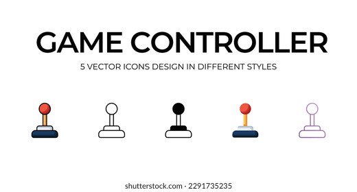 Game Controller Icon Design in Five style with Editable Stroke. Line, Solid, Flat Line, Duo Tone Color, and Color Gradient Line. Suitable for Web Page, Mobile App, UI, UX and GUI design.