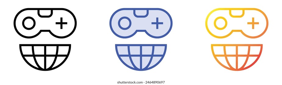 game controller icon. Linear, Blue Fill and Gradient Style Design Isolated On White Background