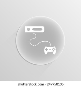 Game controller icon on a white button with shadow 