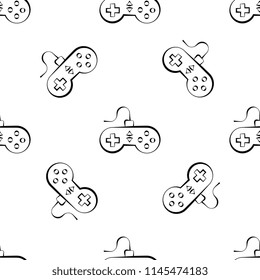 Game Controller Icon Seamless Pattern Vector Art Illustration
