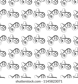 Game Controller Icon Seamless Pattern Vector Art Illustration