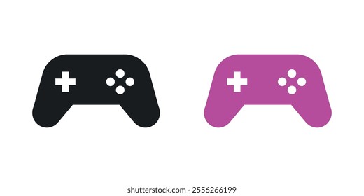 Game controller icon set in black and colored versions.