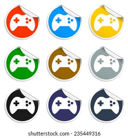Game controller icon. Set of blank stickers Eps