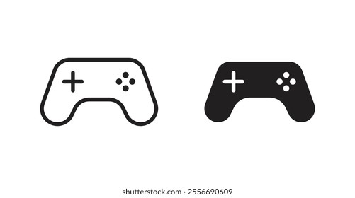 Game controller icon set in Thin line black color.