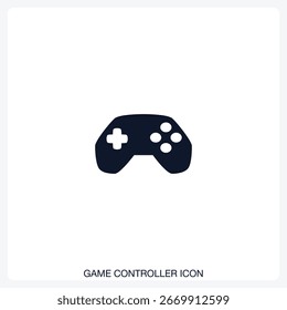 Game Controller Icon solid vector icon with a bold, minimal design. Suitable for presentations, websites, apps, infographics, and various digital or print projects.