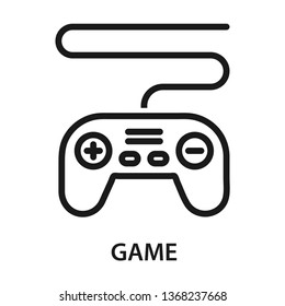 Game, controller icon. Stroke outline style. Vector. Isolate on white background.