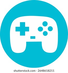 Símbolo de ícone de controlador de jogo para jogos, entretenimento e tecnologia. Fundo da cor azul.