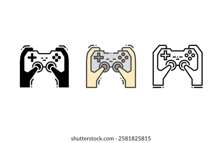 game controller icon - symbolizing gaming as a hobby. vector icon with Outline, Glyph and Filled Outline Style