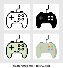 Game controller icon vector design in filled, thin line, outline and flat style.