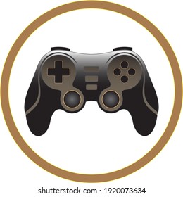Game controller icon vector illustration, Joystick icon, Realistic controller mockup, circle logo, isolated on white, EPS 10.