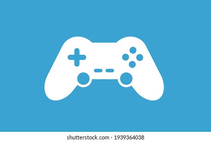 Game controller icon vector illustration. Blue background.