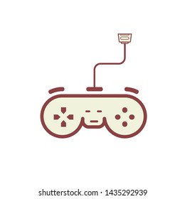 game controller icon vector, pink simple design.