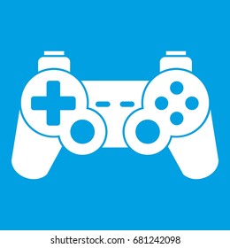 Game controller icon white isolated on blue background vector illustration