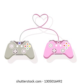 game controller icon-joystick sign-console illustration-gaming illustration-videogame vector. Valentine's Day. Day of Love. Play with love.