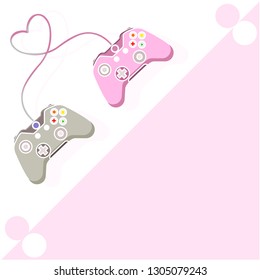 game controller icon-joystick sign-console illustration-gaming illustration-videogame vector. Valentine's Day. Day of Love. Play with love.