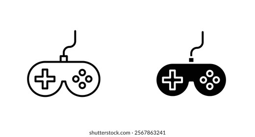 Game controller icons collection in Filled flat and thin line style.