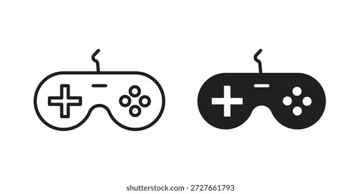 Coleção de ícones do controlador de jogo. Ícones finos lineares e planos pretos