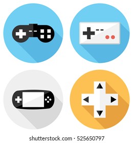 Game controller icons . Flat design style modern vector illustration. Isolated on stylish color background. Flat long shadow icon. Elements in flat design.