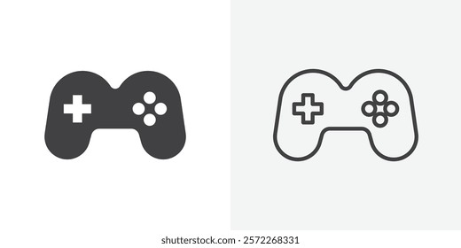 Game controller icons. flat and line style set