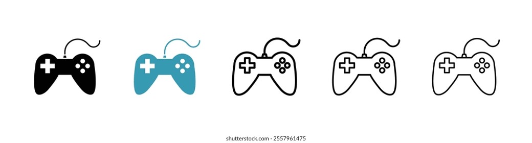 Game controller icons pack in black and blue.