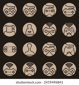 Game controller icons set on black background for graphic and web design. Simple vector sign. Internet concept symbol for website button or mobile app