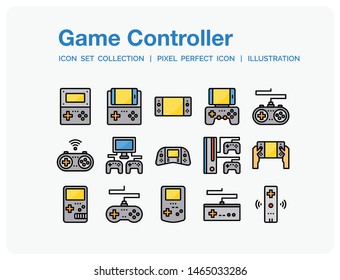 Game Controller Icons Set. UI Pixel Perfect Well-crafted Vector Thin Line Icons. The illustrations are a vector.