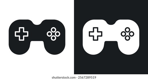 Game controller icons in solid black and white colors