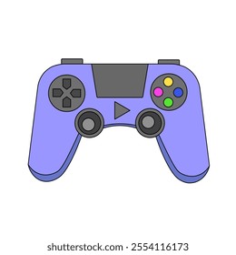 Game Controller Illustration, Blue Design with Buttons and Joystick