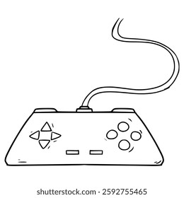 game controller illustration hand drawn outline vector