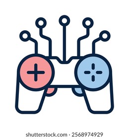 A game controller with interconnected nodes, symbolizing AI in gaming and interactive entertainment