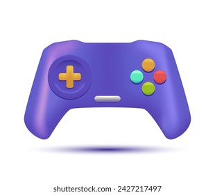 Game Controller, Joystick 3d Icon. Computer Gaming. Cartoon Minimal Style. Trendy Vector Realistic Illustration.