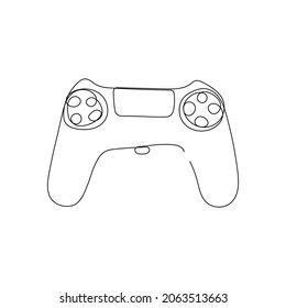 Game controller, joystick continuous line drawing. One line art of home appliance, video game, control, play, entertainment.