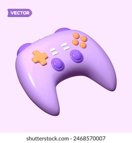 Controlador de juego o joystick para consola de juegos. Accesorio para juegos de ordenador. Icono de Vector 3D estilo simple.