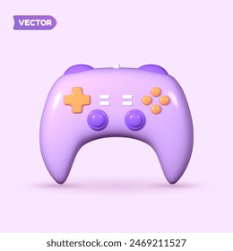 Controlador de juego o joystick para consola de juegos. Accesorio para juegos de ordenador. Icono de Vector 3D estilo simple.