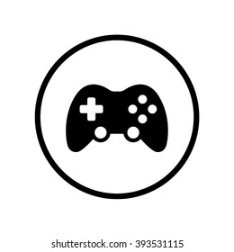 Game controller or joystick icon in circle . Vector illustration