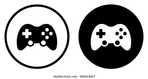 Game controller or joystick icon in circle . Vector illustration