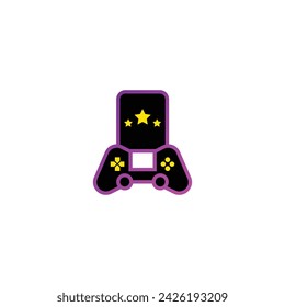 Game controller or joystick logo with smartphone