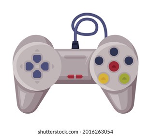 Game Controller, Joystick of Modern Game Console, Video Game Accessory Device Cartoon Vector Illustration