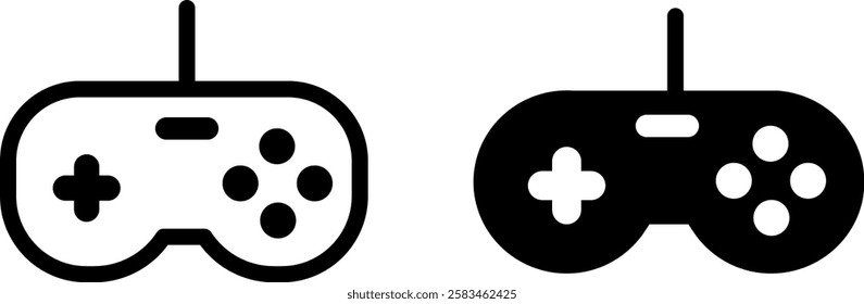 Game Controller Joystick and Navigation Buttons Icon Sign – Vector Symbol Set