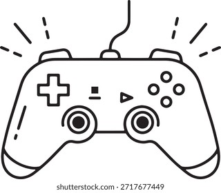 Icono de silueta de joystick de control de juego Icono de Vector de arte de línea mínima Consola de juego Logo de chispa eléctrica Signo de símbolo Contorno limpio Tecnología digital moderna de deportes electrónicos Jugar Diseño de dispositivo de entretenimiento